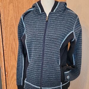 Kuhl Women's Navy and Light Blue Striped Zip Hoodie